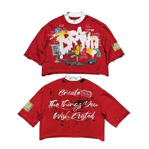 T-shirts unisexes Y2K délavés à l'acide, motif imprimé, séchage rapide, 100% coton, t-shirts décontractés, streetwear surdimensionné, tie-dye, OEM, séchage rapide - Product Image 4