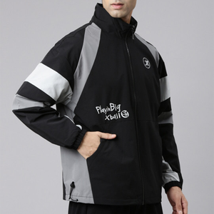 Blouson bomber homme noir color block avec fermeture éclair, col montant, coupe sport, coupe-vent, en polaire, vêtement d'extérieur pour l'automne, softshell - Product Image 5
