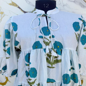 Robe longue en coton à fleurs style bohème artistique avec jupe évasée, silhouette ample et simple, faite à la main, légère, idéale pour les fêtes - Product Image 5