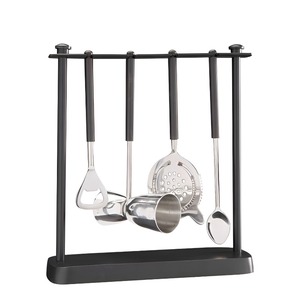 Ensemble d'ouvre-bouteilles à vin en acier inoxydable avec poignée noire, parfait pour les mariages et les accessoires de bar - Product Image 1