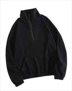 Sudadera con capucha de media cremallera para hombre, estilo urbano, de felpa francesa, con bordado y logotipo personalizado, 100% algodón, para invierno - Product Image 3