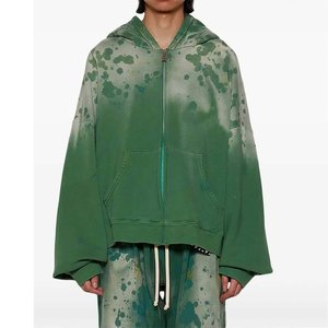 Wholesale Custom Logo Men's Green <b>Tie</b> <b>Dye</b> Tracksuit <b>Set</b> Hooded Zipper Full Sleeve Loose Fit Streetwear Adult Spring Casual Wear - Product Image 4