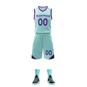 Ensemble d'uniformes de basketball réversibles personnalisés pour adultes en mesh respirant avec maillot imprimé anti-UV à séchage rapide, nom et logo d'équipe personnalisés - Product Image 5