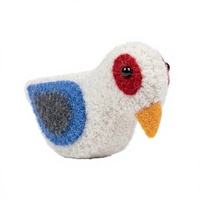 Ornement d'oiseau tricoté à la main, écologique, 100% laine, ailes blanches et bleues, yeux rouges, petit, taille personnalisée, traditionnel, Noël
