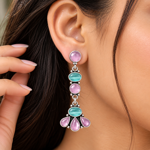 Pendientes Colgantes de Latón Plateado en Plata Antigua, Gran Venta |   Pendientes de Fiesta para Mujer con Múltiples Cristales Estilo Bohemia |   Proveedor Mayorista - Product Image 4