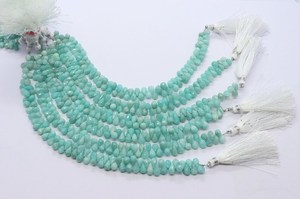 Perles de pierre précieuse en amazonite naturelle facettée en forme de goutte, 4x6 MM, perles en amazonite en forme de larme, perles en amazonite en forme de larme percées sur le côté, brin de perles en amazonite en forme de larme - Product Image 4