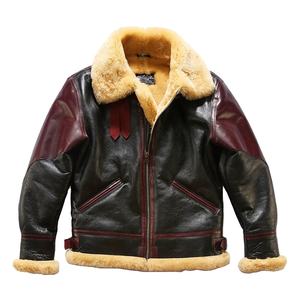 Chaqueta de Cuero Genuino Unisex de Primera Calidad, Chaqueta de Piel de Oveja con Forro de Borrego, Chaqueta Bomber de Invierno Personalizada al por Mayor OEM - Product Image 4