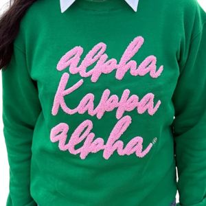 เสื้อสเวตเชิ้ตสีเขียวทรงคลาสสิกพร้อมลายกราฟิกสีชมพูสำหรับผู้หญิง เสื้อคอกลมลำลองแฟชั่นผ้าฟลีซ - Product Image 2