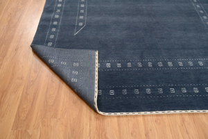 Tapis Gabbeh en laine bleu gris, tissé à la main, style minimaliste, grande taille pour salon, chambre à coucher, décoration intérieure - Product Image 6