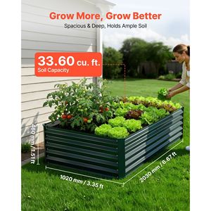 Bac à fleurs rectangulaire galvanisé surélevé 6,67 x 3,35 x 1,51 pieds, jardinière extérieure en métal antirouille, pots de fleurs - Product Image 2