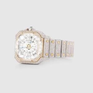 Montre Homme AURALUXURIA à Quartz Analogique avec Moissanite, Boîtier Argenté, Tons Or et Argent, Étanche 10 ATM, 25mm, Luxe Jour/Date - Product Image 2
