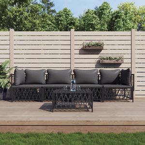 Ensemble de salon de patio 5 pièces en acier anthracite avec coussins pour la relaxation dans le jardin - Product Image 1