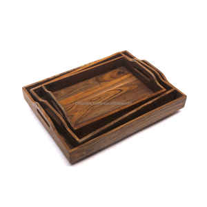 Bandejas de Madera Personalizables de Nuevo Diseño con Asa Hueca, Plato Rectangular para Cocina, Baño, Fiestas, Individual - Product Image 3