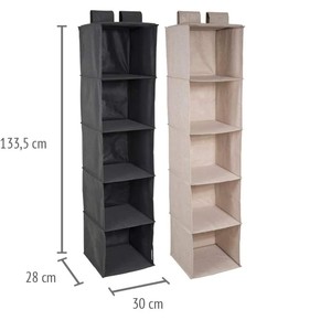 Organizador Colgante para Armario con 5 Compartimentos Grandes con Cierre de Velcro - Organizador Metálico para Espacio de Guardarropa - Product Image 3