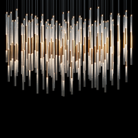 Lustre en verre à tige de conception simple Led suspendus longs en cristal lampes suspendues hall d'hôtel Villa résidentielle escalier à vendre