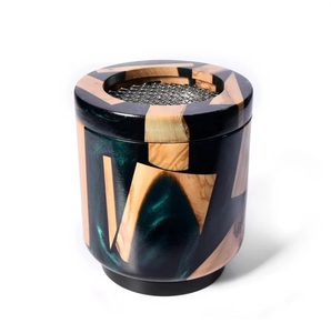 Quemador de Incienso Artesanal de Madera de Acacia con Incrustaciones de Resina Negra, Ecológico, Religioso, Indio, Árabe, Difusor Aromático, Decoración para el Hogar - Product Image 4