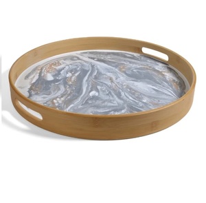 Exclusive Designer Enamel Finished Wooden Tray For Wedding Home Dinnerware <b>Table</b> Decoration Food Serving Tray - Product Image 2