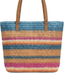 Bolso de Rafia con Rayas, Bolso de Playa de Verano Ecológico Hecho a Mano, Bolso Tote de Diseño, Bolsos de Mano - Product Image 1
