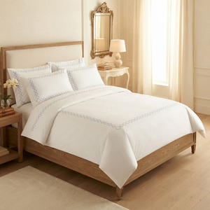 Custom Embroidery Blue Geometric Pattern Cotton Duvet Cover <b>Sets</b> Classical Style Home <b>Bedding</b> <b>Sets</b> Machine Washable Home Wedding - Product Image 1