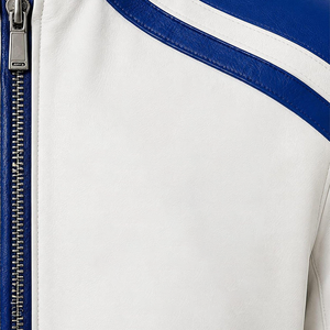 Chaqueta de Cuero Personalizada ZPB para Hermandades, Azul y Blanca con Logotipo Bordado, Estilo Casual Unisex para Compradores y Distribuidores de Ropa al por Mayor - Product Image 5