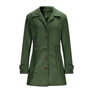Manteau long élégant pour femme avec ceinture, double boutonnage, revers, coupe-vent, veste d'hiver personnalisée - Product Image 1