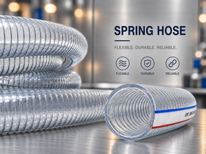 Tuyau flexible en PVC à ressort, 25 mm ID, 31 mm OD, rouleau de 50 m, transparent, renforcé, pour aspiration, OEM/ODM disponible, commandes en gros, export. - Product Image 1