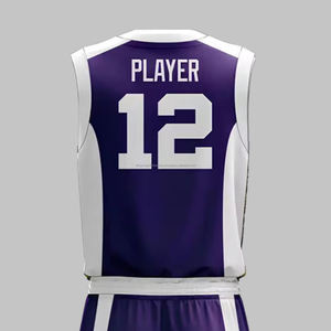 Tenues de basketball respirantes grande taille 100 % polyester sans manches fabriquées au Pakistan livraison rapide vêtements de sport ensembles bleus et blancs - Product Image 2