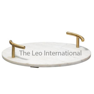 Plateau de service carré créatif en marbre pour desserts et chocolats, avec support métallique – Collection Maison & Décoration – Offre Spéciale - Product Image 3