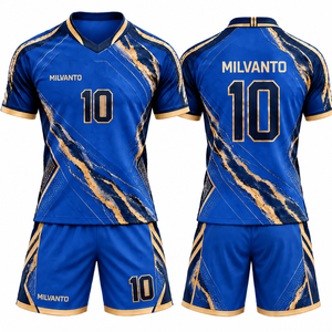 Conjunto de Uniforme de Fútbol Personalizado Azul Rey para Hombre, Camiseta y Pantalones Cortos, Jersey de Fútbol, Equipación Deportiva Sublimada, Uniforme de Alto Rendimiento - Product Image 1