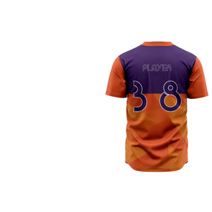 Maillot de baseball noir pour homme, manches courtes, boutons sur le devant, nom de l'équipe, vêtements de sport, logo personnalisé, uniforme - Product Image 2