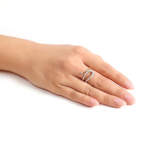 Round Cut Lab Grown Diamond Open Wrap Ring Double <b>Row</b> Pave Diamond 10K 14K 18K Gold 925 935 Silver Custom Fine Jewelry - Product Image 4