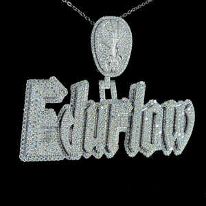 Joyería de Hip Hop para hombre colgante de letra personalizada Iced Out Plata de Ley 925 VVS Moissanite Nombre de diamante colgante de logotipo inicial - Product Image 6