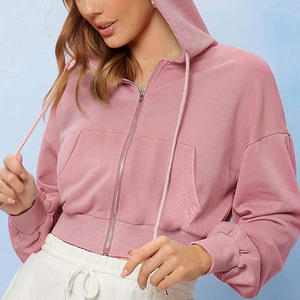 Veste de sport à capuche à manches longues avec logo personnalisé imprimé, tissu polaire, écologique, anti-rides, coupe-vent, respirante, pour femmes - Product Image 1