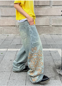 Premium Quality Baggy Jeans with Relaxed Loose Fit – Vintage Wash Wide Leg Denim Pants for Modern Street Style - Product Image 4