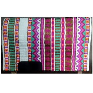 Manta de espectáculo de equitación personalizable más vendida Almohadilla de sillín occidental de lana de Nueva Zelanda con forro polar y parche de cuero - Product Image 2