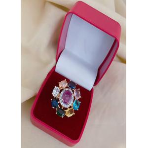 Beautiful Trendy Designer Brass Gold Plated <b>Adjustable</b> <b>Ring</b> Crystal Rhinestone Best Quality Jadau Function Party Wedding Wear - Product Image 2