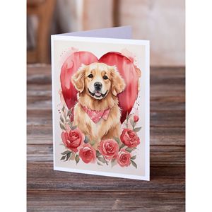 Lunatique A7 taille 5x7 cartes vierges Golden Retriever Valentine Roses carte de voeux paquet de 8 avec enveloppes - Product Image 2