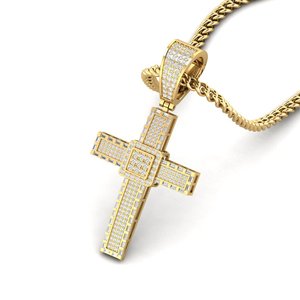 Custom Cross Pendant Moissanite + 925 Silver With Crystal Rhinestone Inlay Unisex Fashion <b>Jewelry</b> <b>Charm</b> For Gift - Product Image 2