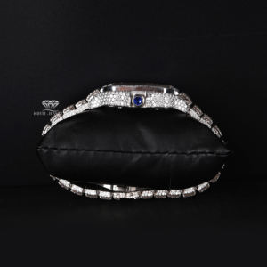 Luxury Full Iced Out Moissanite Diamond Watch Rainbow Roman Numeral Dial White Tone Hip Hop Stainless Steel <b>Automatic</b> Watch - Product Image 3