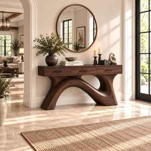 Mesa Consola de Madera, Mesa de Entrada Moderna, Mesa de Pasillo de Madera Reciclada, Mesa Consola de Entrada Rústica Hecha a Mano con Cajones - Product Image 1