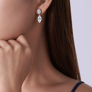 Silver Moissanite Pear Cut Drop <b>Stud</b> <b>Earrings</b> VVS1 Certified Luxury Teardrop Lab Diamond Fine Jewelry Women - Product Image 6