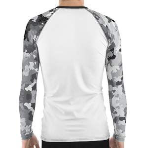 T-shirt de compression à manches longues pour homme, rashguard MMA, blanc, gris, imprimé camouflage, ajusté, anti-transpiration, vêtements de sport - Product Image 4