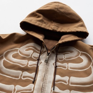 Sudadera con capucha y cremallera Glory Custom OEM con estampado de esqueleto, estilo vintage lavado, ropa urbana para hombre, chaqueta con capucha gráfica para uso casual, unisex. - Product Image 6