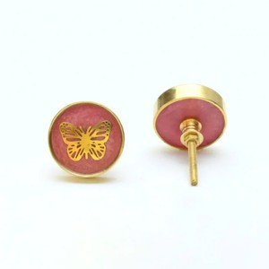 Wholesale Brass Cabinet <b>Knobs</b> Butterfly <b>Drawer</b> Door Pulls Decorative Furniture Handles <b>Pink</b> and Golden <b>Knobs</b> - Product Image 3