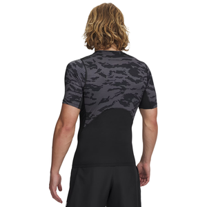 T-shirt de compression personnalisé pour homme, noir et gris camouflage, à manches courtes, col ras du cou, ajusté, pour la gym, l'entraînement, le sport, le football, sous-vêtement technique - Product Image 1