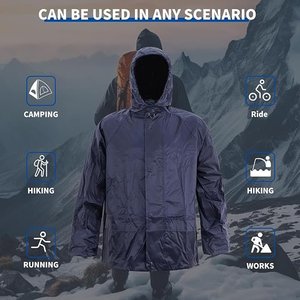 Combinaison de pluie en nylon imperméable avec capuche, veste et pantalon réfléchissants, légère, unisexe, pour le travail en extérieur, la pêche, la randonnée - Product Image 3