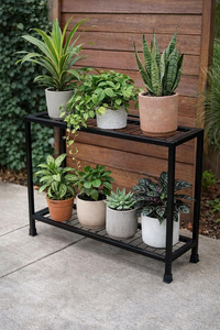 ANIS and SONS Support de pot de fleurs rustique en fer forgé, pour l'intérieur et l'extérieur, étagère de rangement pour plantes, noir - Product Image 4