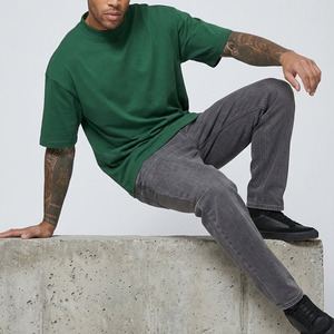 Camiseta de Manga Corta Verde Sólida Extra Grande para Hombre, Cuello Redondo Informal, Jersey de Algodón Liso, Camisetas para Hombre - Product Image 5