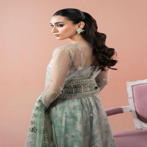 Robe de mariée élégante en soie verte Salwar Kameez, longueur au sol, pour femmes, style Inde Pakistan, robes de soirée pour femmes, tenues de cérémonie - Product Image 2