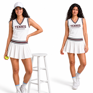 New Design Women's Badminton Jersey Uniform Quick Dry Spandex/Nylon V Neck Sleeveless Wholesale <b>Sports</b> <b>Apparel</b> - Product Image 1